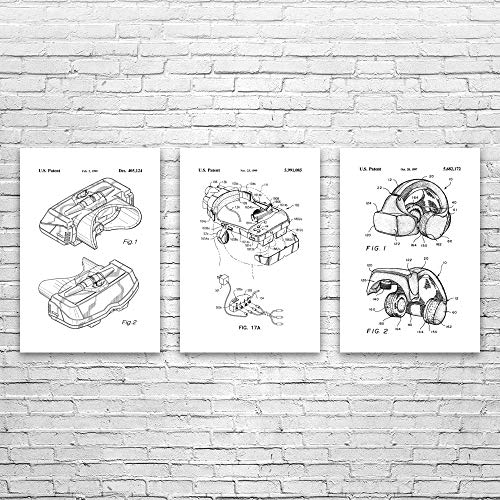VR Headset Patent Posters Set of 3 (8x10), VR Gift, Arcade Decor, Game Store Wall Art, Game Collector Gift, Virtual Reality Black & White