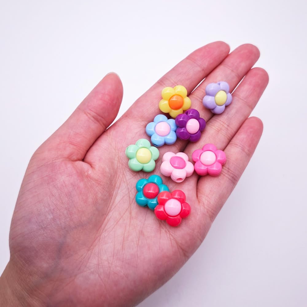 INSPIRELLE 100pcs Large Size Acrylic Flower Beads Cute 16mm Multicolor Beads for Jewelry Making and Crafting - Image 4