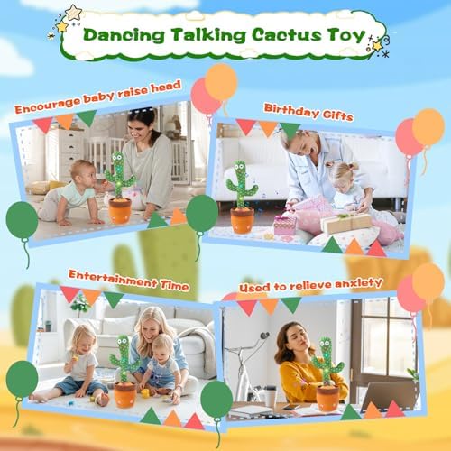 LLUKEME Dancing Talking Cactus Toy, Singing Cactus Baby Toy Stuffed Animals - 5