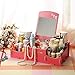 Produktbild Schmuck Aufbewahrungsbox Kreative DIY Holz Cosmetic Storage Box Desktop Storage Container mit Spiegel-Desktop-Organizer, Rosa, Rot Schmuck-Box für Frauen (Color : Red, Size : One Size)