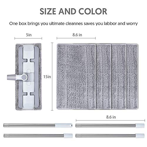Homtoyou Microfiber Hardwood Floor Mop With 4 Washable Pads, 360 Rotation Dust Flat Mop With Ultra Long Stainless Steel Handle For Home/Office Floor Cleaning #TOP3