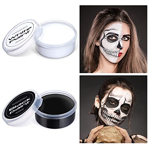 Bobisuka Halloween Cosplay Sfx Makeup Black + White Face Body Paint Special Effects Makeup Kit Dress Up Non Toxic Face Painting Kits For Adult Full Coverage Face Paint Fx Make Up #TOP6