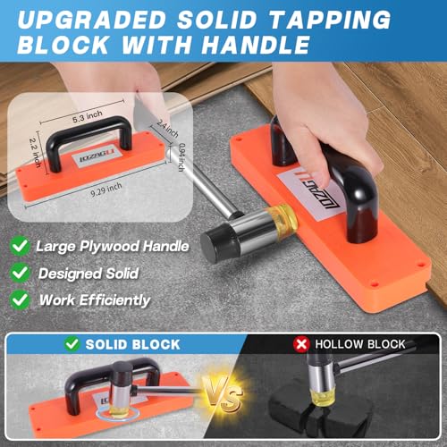 LOZAGU 43-Piece Laminate Flooring Tools, LVP installation kit, Vinyl Flooring Tools, Tapping Block with Handle, Spacers, Double-Faced Mallet and Pull Bar (43-PIECE)