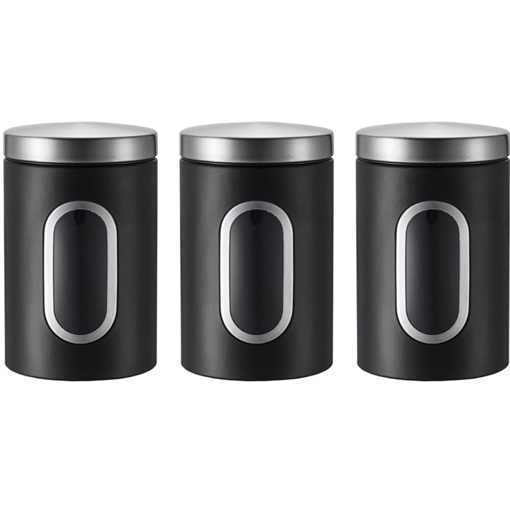 3 Botes De Café con Ventana, Tarros De Acero Inoxidable con Tapa para Almacenar Alimentos, Café, Té, Azúcar Y Mucho Más.
