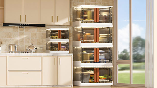Watch storage bins with lids plastic storage box with front doors on ...
