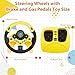 RedCrab Steering Wheels with Brake and Gas Pedals Toy for Kids,Simulated Driving for Toddlers with Light&Music, Pretend Driving Seat Toys, Baby Electric Early Learning Educational Toys (Yellow)