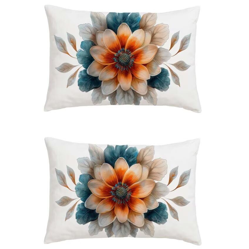 Housse de coussin 80x100 cm orange brûlée en lin imperméable