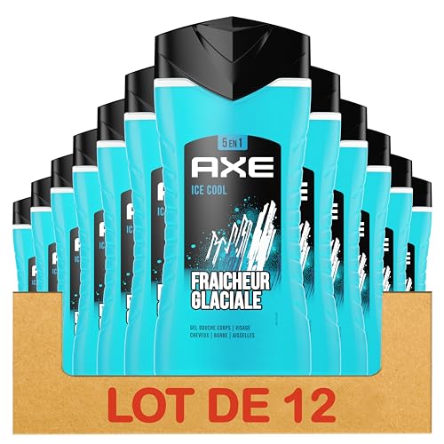 Axe Ice Chill 5-in-1-Duschgel, Duft Eisminze & Zitrone, 24 Stunden feuchtigkeitsspendend, 87% Inhaltsstoffe natürlichen Ursprungs – 12 x 250 ml