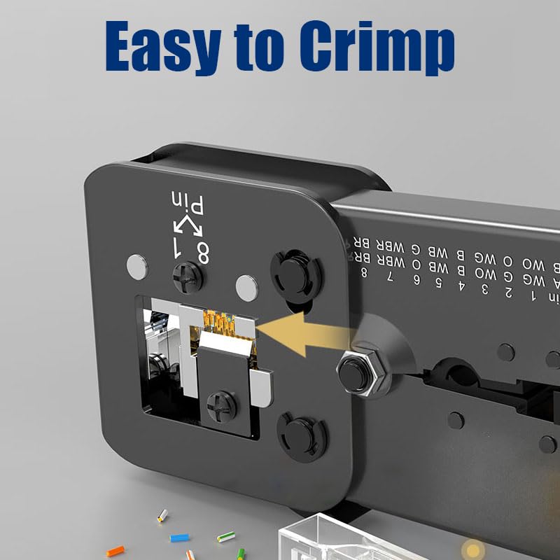 Image of 50 Pack Cat5e RJ45 Pass Through Connectors, UTP Ethernet Cable Ends | Awishwell Cat5 RJ45 Connector Plugs for Solid & Stranded Wire, Modular Crimp Ends for Network LAN Cable Termination
