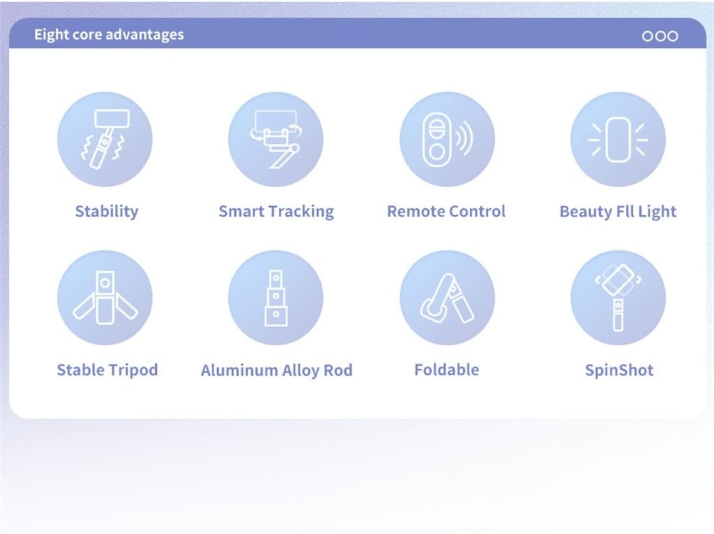 Gimbal Stabilizer for Smartphone 2 Axis Selfie Stick Tripod with Face Tracking 360° Rotation 4 in 1 Portable