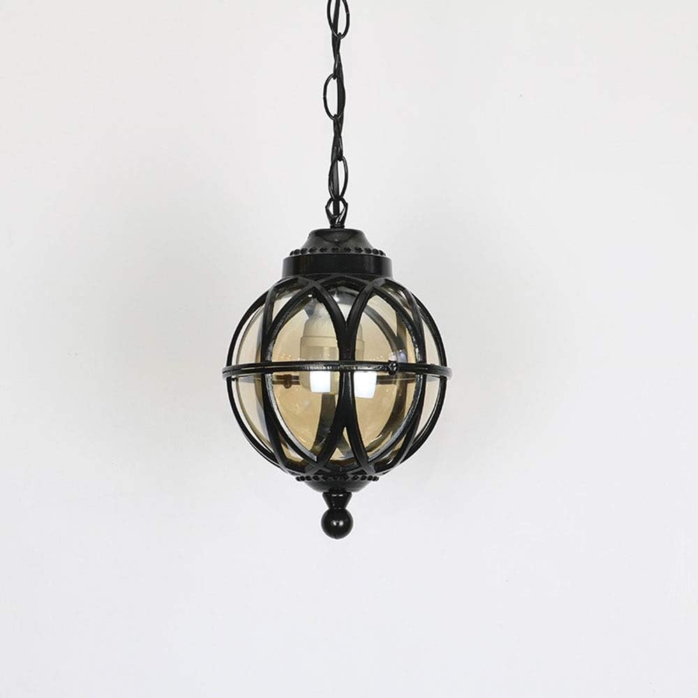 European Vintage Pendant Lights Outdoor IP54 Waterproof Ceiling Lights E27 Industrial Aluminum Glass Globe Hanging Chandelier Lighting for Porch, Exterior, Entryway