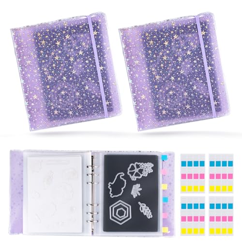 Image of 60pcs Magnetic Sheets and Storage Bags for Stamps and Dies Storage with Album Pocket, Die Cut Storage Set for Storage Die Cutting,DIY Scrapbooking,Card Making Supplies (Purple 2 Sets)