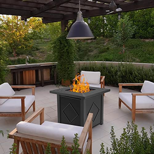 Gas-Fire-Pit-Table-hOmeHua-28-inch-Square-Auto-Ignition-Outdoor-Propane-Firepit-with-Cover-and-Lava-Rock-Thick-Strong-Striped-Steel-Tabletop2-in-1-Fire-Table-for-PatioBackyardPartyDeck-Black