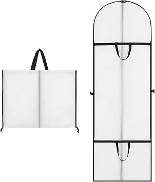 Long Dress Bags Covers Garment Storage bags with Zip Wedding Dust Cover Foldable Washable Clear Lightweight Garment Bags for Travel Weddings Suits and Dresses white