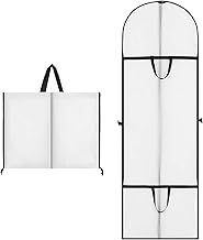 Long Dress Bags Covers Garment Storage bags with Zip Wedding Dust Cover Foldable Washable Clear Lightweight Garment Bags for Travel Weddings Suits and Dresses (white)