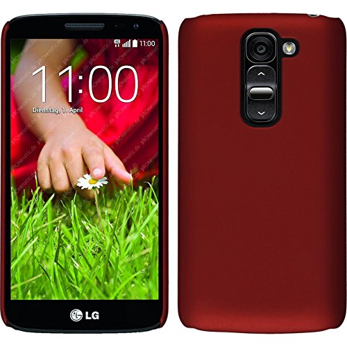 PhoneNatic Funda Rígida Compatible con LG G2 Mini   Goma Rojo   Cover Cubierta + Protector de Pantalla