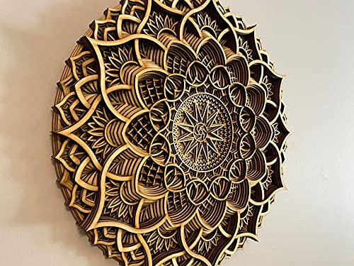 Holz Mandala Wohnung Dekor Elegante Hauswandkunst Farbige Küche Hängende Chakra Spirituelle Yoga Meditation (58 x 58cm) Cover