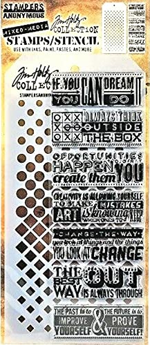 Stamper's Anonymous Tim Holtz Dots & Phrases Mixed Media Stamp And Stencil Set Thmm117 #TOP8