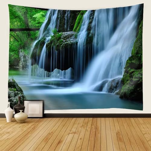 Tenture murale de salon forêt verte et blanche 150 cm - 2