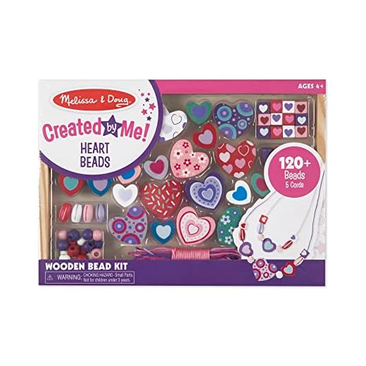 Melissa & Doug- Created by Me Heart Beads Kit de Cuentas de Madera, Multicolor (14175)