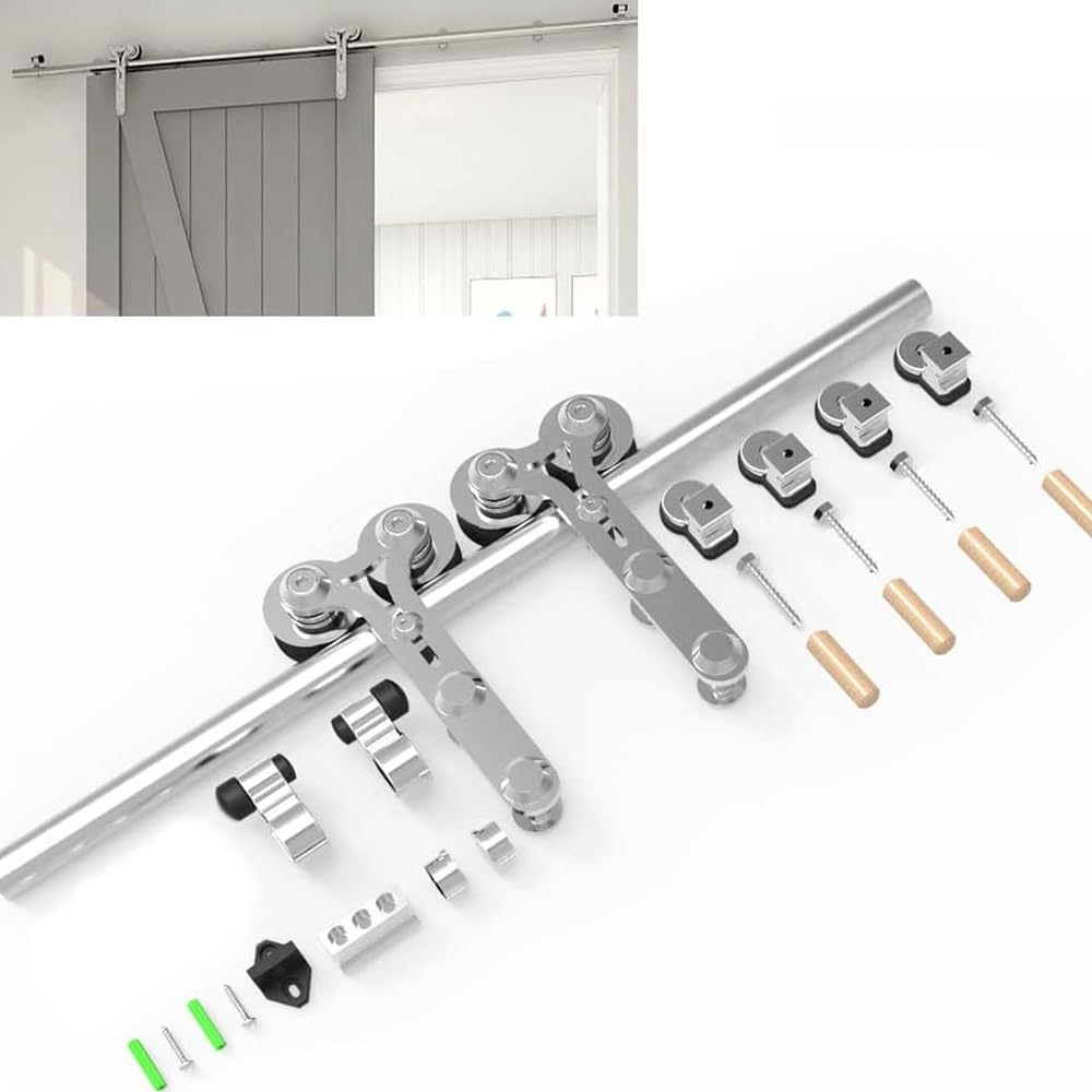Kit complet pour porte coulissante - En acier inoxydable - En forme de Y - Argenté - 167 cm