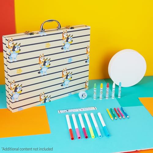 Bluey Art Set for Kids Colouring Pencils Paints Felt Tip Pens Crayons Stationery Crafts Girls Boys Art Supplies Preschool Travel 40 Plus Pcs Gift Set (Blue Case)