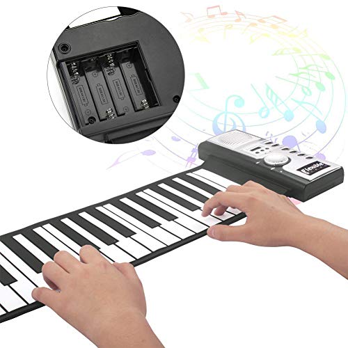 Roll Up Piano Teclado Portátil 61 Teclas Silicona Flexible Plegable Piano Manual con Altavoz Incorporado Cover