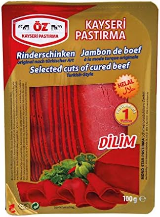 2 x 100gr turkish style oz kayseri pastirma sliced selected cuts of cured beef helal total 200gr amazon co uk grocery