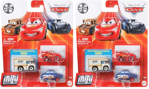 Mattel Disney and Pixar Cars Toys, Mini Racers 6-Pack Metal Toy Cars, GKG01
