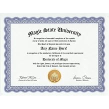 Magic Degree Custom Gag Diploma Doctorate Certificate Funny Customized Joke Gift - Novelty Item