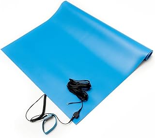 Bertech ESD alfombrilla Kit con una correa de muñeca y un cable de puesta a tierra, color azul, 18" Wide x 30" Long x 0.093" Thick, azul, 1