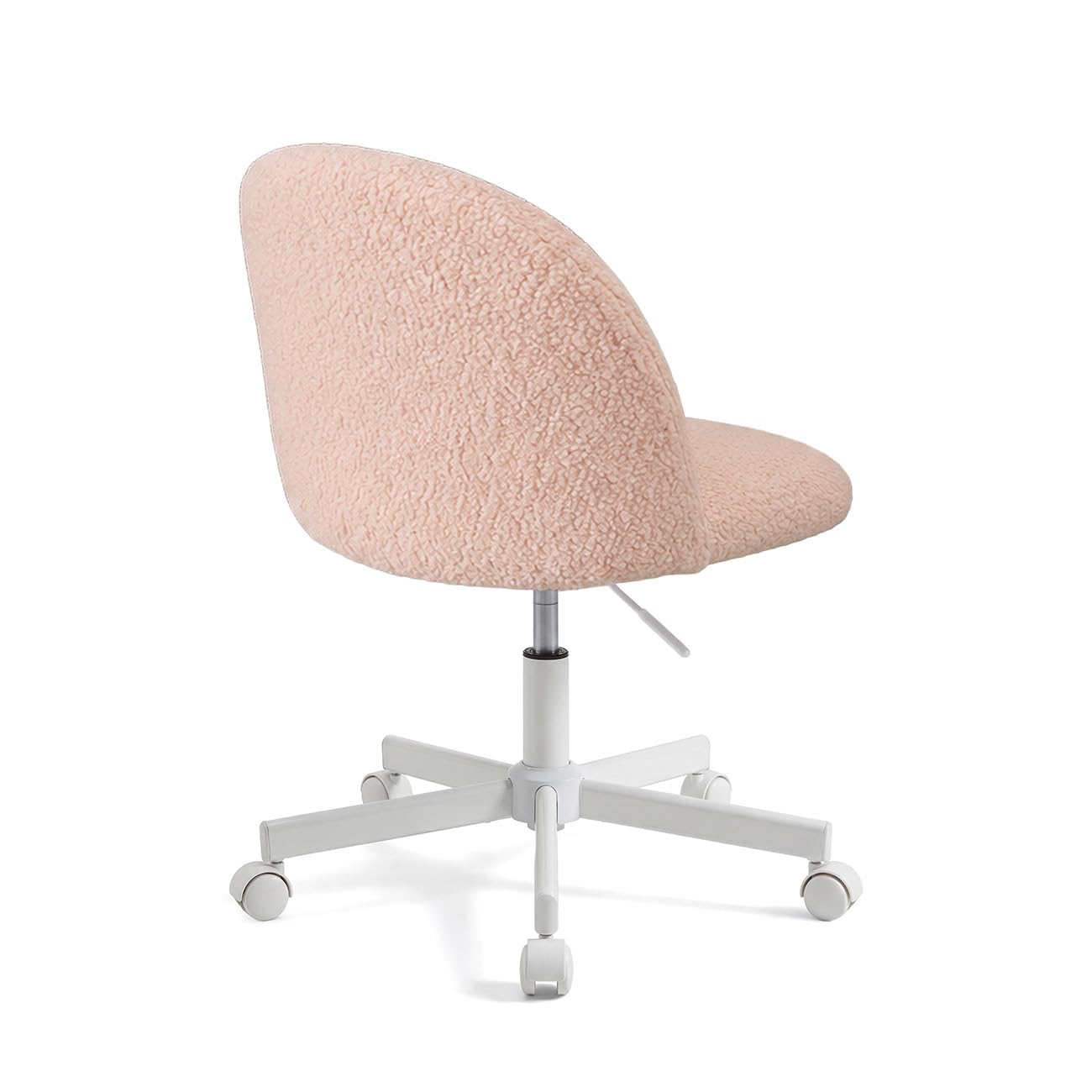 duehome | Silla de Escritorio Tapizada en Tela de Borreguito, Modelo Candy, Acabado en Color Rosa Empolvado, Medidas: 45,5 cm (Ancho) x 47 cm (Largo) x 76-89,5 cm (Alto)