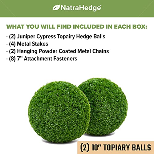 NatraHedge Artificial Topiary Ball Set - Faux Foliage Balls for Garden, Wedding, Home Décor, and Backyard (Juniper Cypress - 10