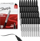 Sharpie Permanent Markers, Bulk Set, Fine Tip Markers, For Plastic, Metal, Wood, And More, Black, 36 Count