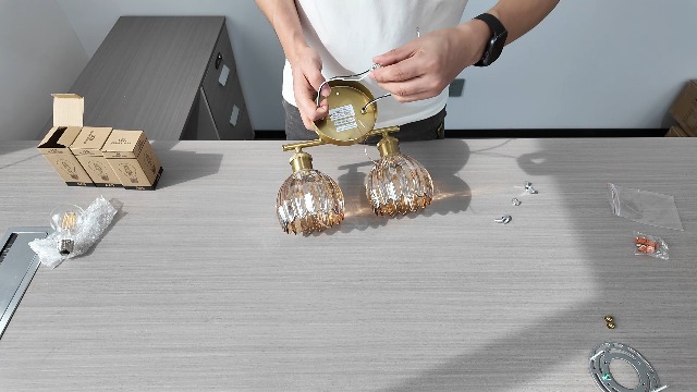 Image of Bathroom Light Fixtures, 2-Light Brushed Gold Vanity Lights for Bathroom with Amber Tulip Glass Shade, 12 inch Vintage Bathroom Vanity Lighting Fixtures Over Mirror for Bedroom Living Room Hallway