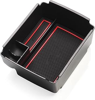 Smabee Car Armrest Storage Box for Volkswagen Golf 7 MK7 VII GTI R, Golf7 Center Console Armrest Tray Glove Box Organizer Accessories Red