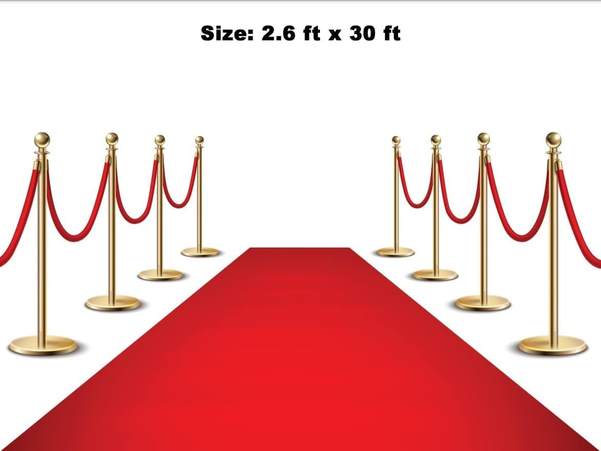 LEMONSODA Red Carpet Floor Runner Hollywood Party Decoration Fabric 100 GSM (Red - 2.6x30 FT)