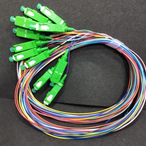 Image of SC Single Mode Fiber Optic Pigtail 1.5 Meter 0.9mm | Green Connector | Low Insertion Loss | FTTH /ODF Use | With Test Report (Pack of 12)