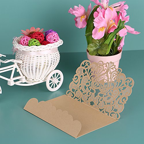 Baugger - 1 pçs/set Cartão de Convite de Casamento Tampa De Papel De Pérola Corte A Oco Padrão de Co