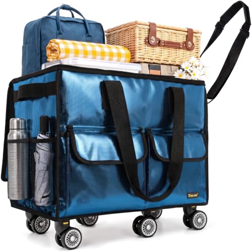 Image of BALEINE Reusable Grocery Bag on Wheels, Foldable Rolling Tote Bag