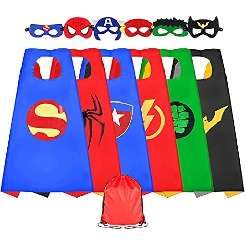 Sinoeem Superhelden Kostüm Kinder 6 Stücke Kostüm mit Maske Spielzeug ab 3-12 Jahren Mädchen Kinderkleidung Geschenke Cover