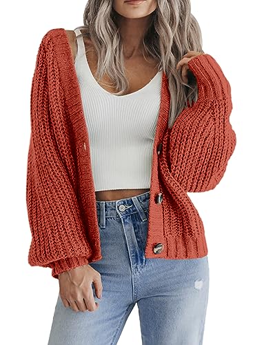 Image of Zeagoo Women's 2026 Fall Chunky Knit Cardigans Open Front Long Sleeve V Neck Button Loose Cardigan Sweaters