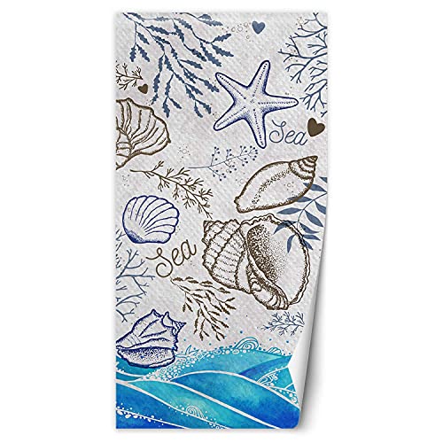 Feeby Fotomurales En La Puerta Tema Marino Coral 100x200 cm Azúl Tejido No Tejido Papel Tapiz Fotográfico Decorativos Murales Dormitorio Oficina Hotel Spa Conchas Estrellas De Mar Mar