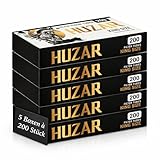 Huzar Zigarettenhülsen – 5x 200 Stück (1000Hülsen) | Acetatfilter Korkdesign | Ø 8,1 mm | Länge 84 mm | Für Standard-Zigaretten Black