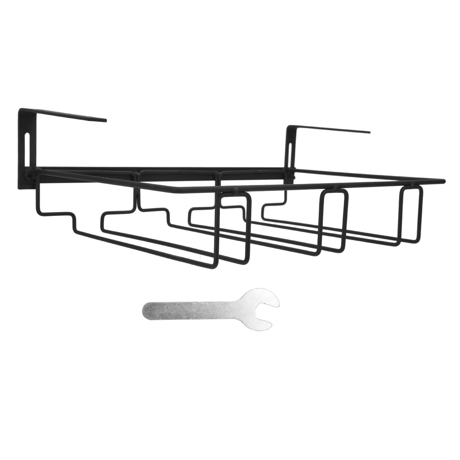 Wakects Porta Bicchieri Sospeso Portabicchieri da Parete in Metallo con 3 Binari Supporto per Calice Salvaspazio per Bar Armadietto Design Moderno 35 X 22,5 Cm