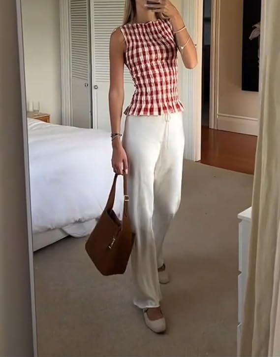 Shirred Tank Top Women Smocked Ruffle Frill Sleeveless Y2k Halter Peplum Top Ruffled Going Out Tops Streetwear4