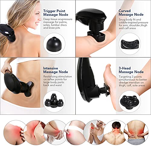 Massagegerät Kabelloses für Nacken Schulter Rücken, Elektrisches Handmassagegerät mit 5 abnehmbare Massageaufsätze, einstellbare Massagegeschwindigkeit, Tiefenwirksame Massage zur Entspannung - Image 4