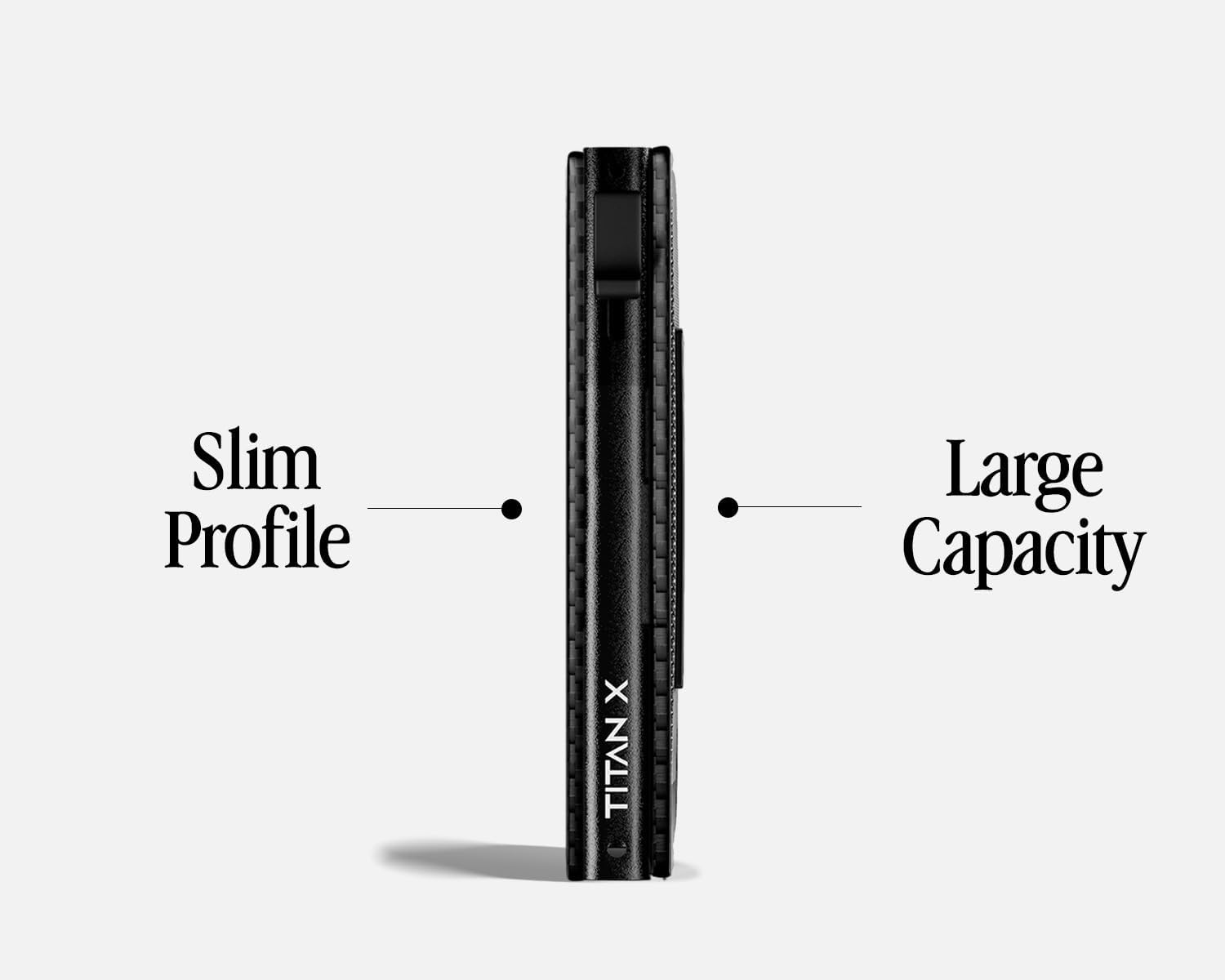 TITAN X Bifold Wallet | Slim Metal Leather with Cash Strap | Pop Up Card Access, ANTI-RFID (Carbon Fiber)
