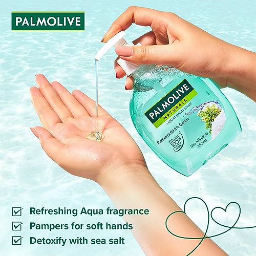 Image of Palmolive Naturals Sea Minerals Liquid Hand Wash, 250ml Dispenser Bottle, Remove 99.9% of Germs, Refreshing Fragrance, Multicolor,1600617