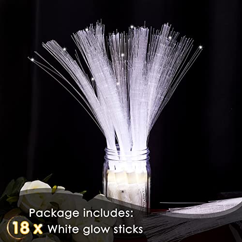 Fiber Optic Wand White Glow Sticks Long Light Up Wedding Wand Led Magic Flashing Sparklers With 3 Light Modes For Wedding Bridal Shower Birthday Glow In The Dark Party Supplies, 14 Inch (24 Pieces) #TOP2